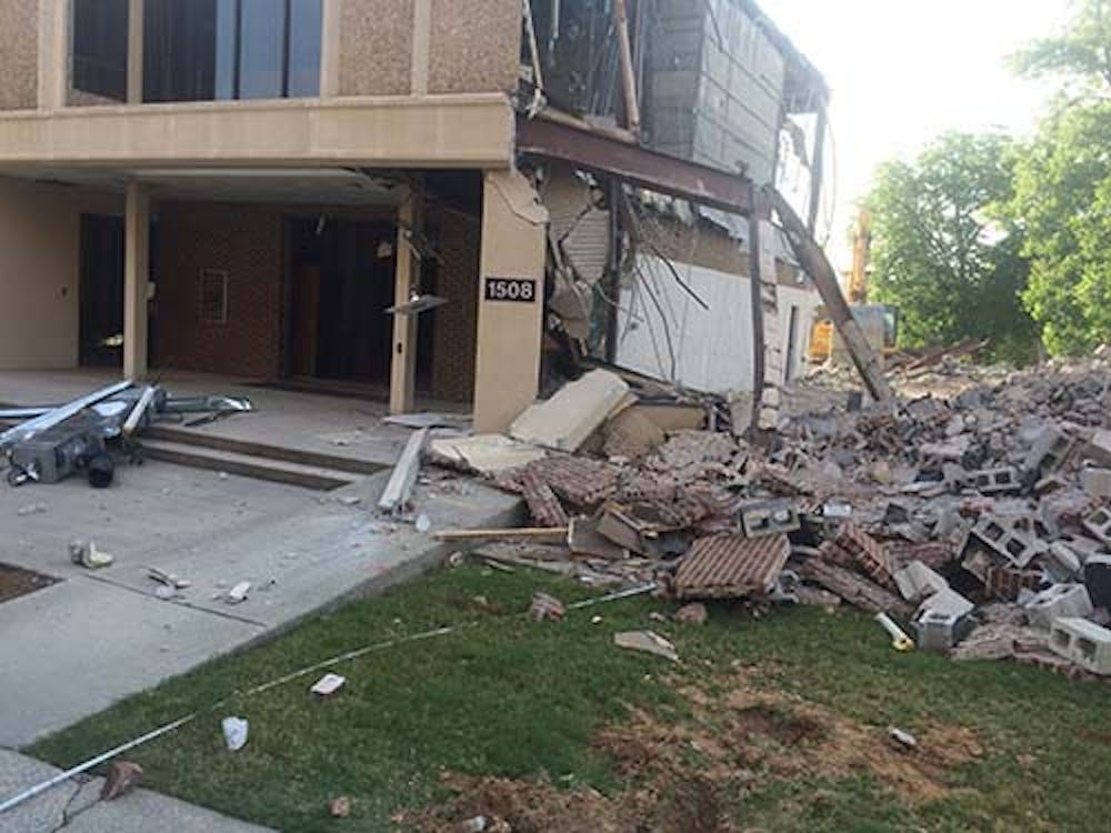 Abatement and demolition has begun on the Patterson Building to make room for a new state-of-the-art science center.