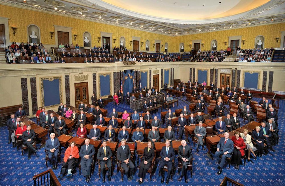 A class photo of the 111th United States Senate.