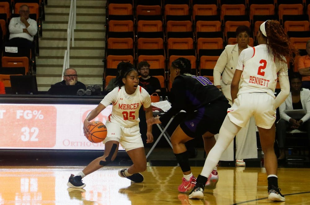 Talia Harris '28 dribbles against Western Carolina University on March 1, 2025. In a March 3 press conference, Head Coach Michelle Clark-Heard said that, as a team, "where Talia goes, we go."