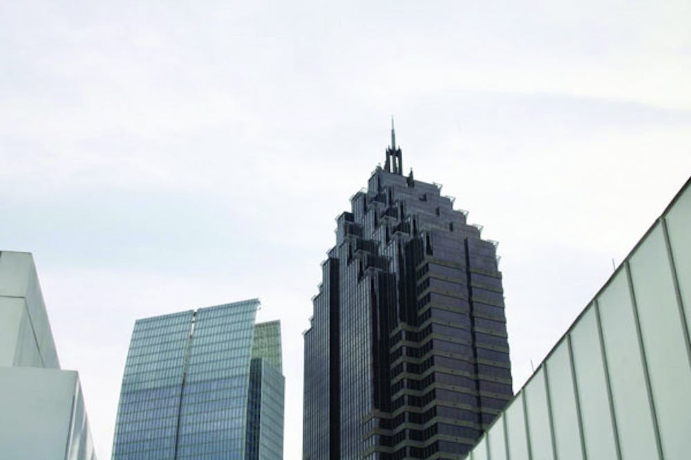 A portion of the Atlanta skyline viewed from the High Museum of Art. Visiting the High is a popular activity in downtown Atlanta.