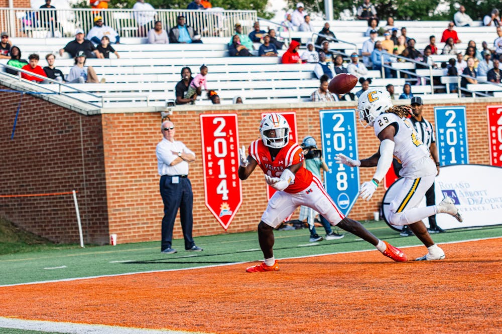 Ty James '24 recorded 135 yards against Chattanooga on Saturday, and caught this pass for the Bears' lone touchdown of the day. The Bears fell to the Mocs, 22-10.