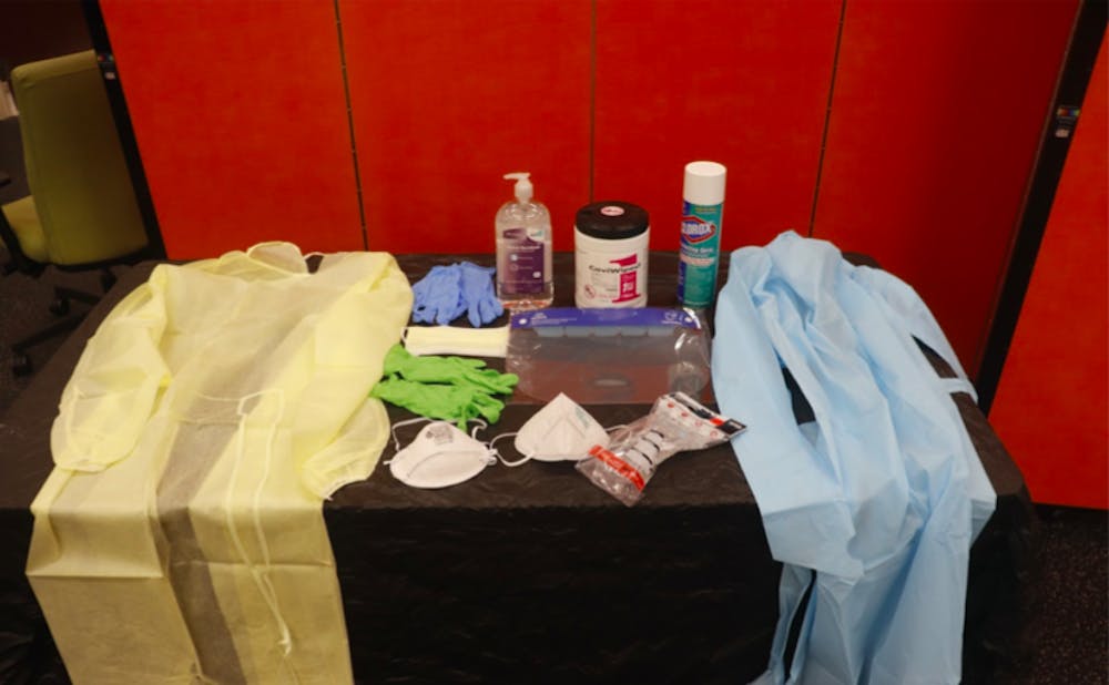 <p>PPE equipment supplied by Mercer Student Health Center.</p>