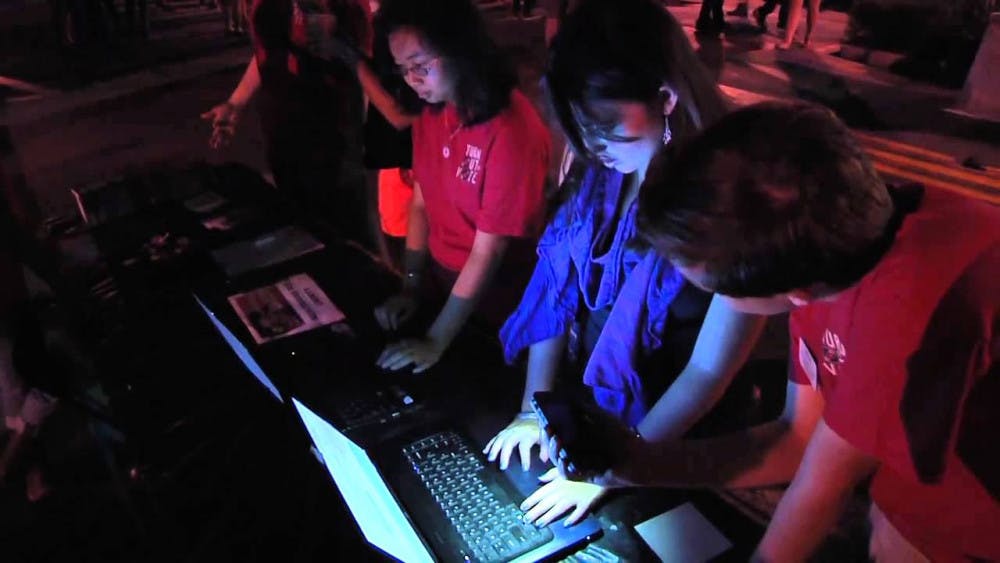 Students signing up to vote at last semester's "Turn Out to Vote" event to encourage student voter participation.