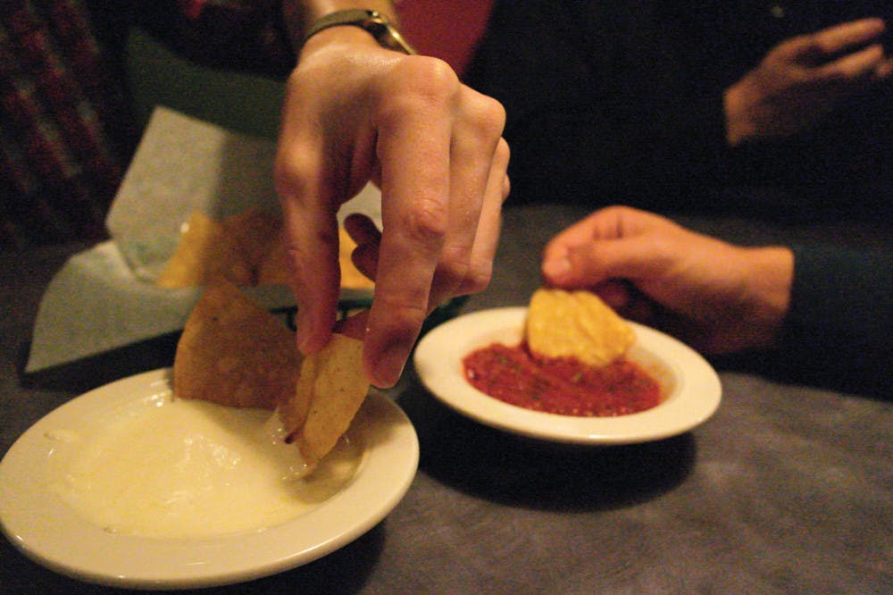 Sabor Latino offers queso and salsa dip. 