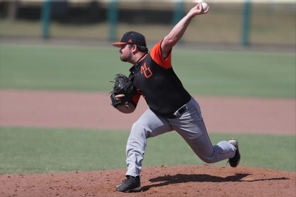 <p>Bears&#x27; pitcher Tanner Hall going through his throwing motion on the mound. Hall would start Mercer&#x27;s only win of the series, pitching four innings, walking five batters, allowing one run and recording three strikeouts. (Photo provided by Jacob List, Mercer Athletics)</p>