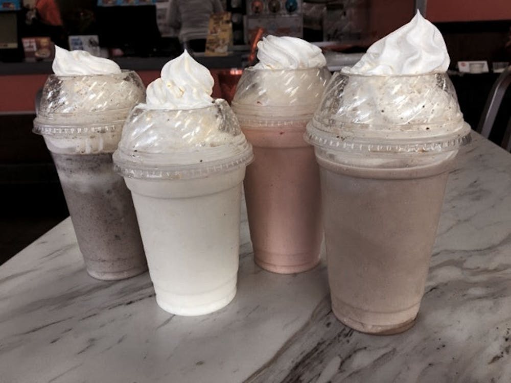 The four flavors of milkshakes are Oreo, vanilla, strawberry, and chocolate.