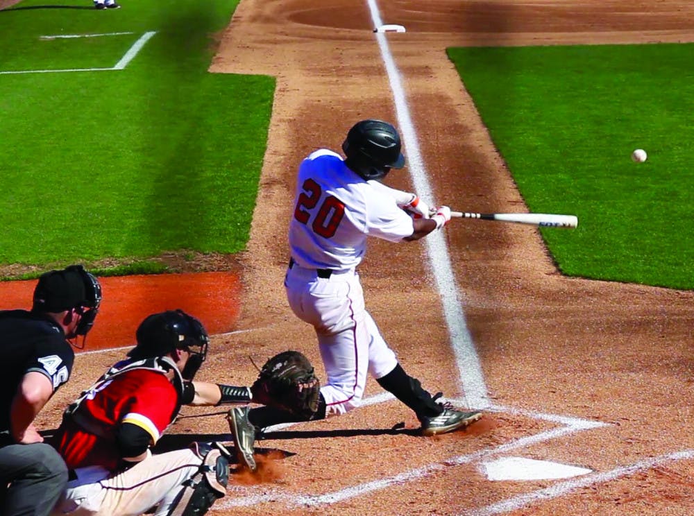 Kyle Lewis plays for the Mercer baseball team in 2016. Archived photo by Thais Ackerman