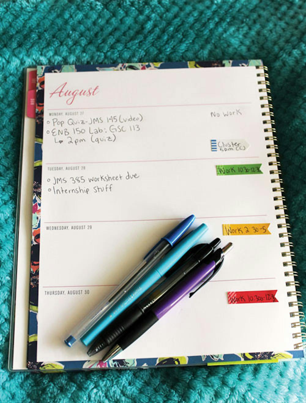 Using a planner is a great way to keep track of assignments and other obligations. Photo by Adelia Henderson.

