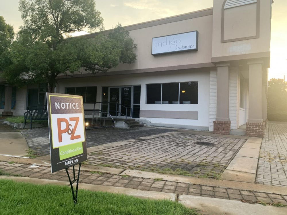 The exterior of the former Indigo Salon & Spa. The building is in the process of being converted into a movie theater in Mercer Village.