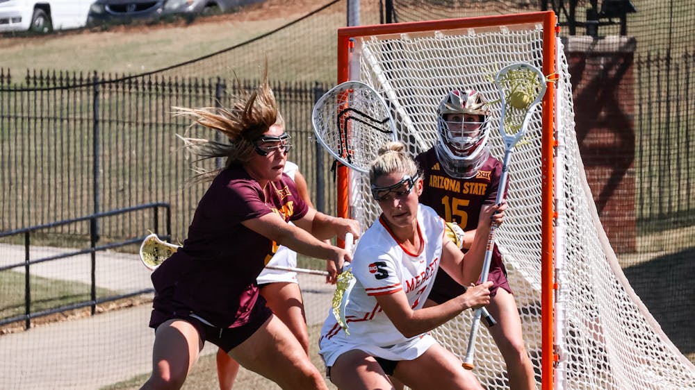 Caroline Glus '26 attacks the goal during a game against Arizona State University on March 14. 