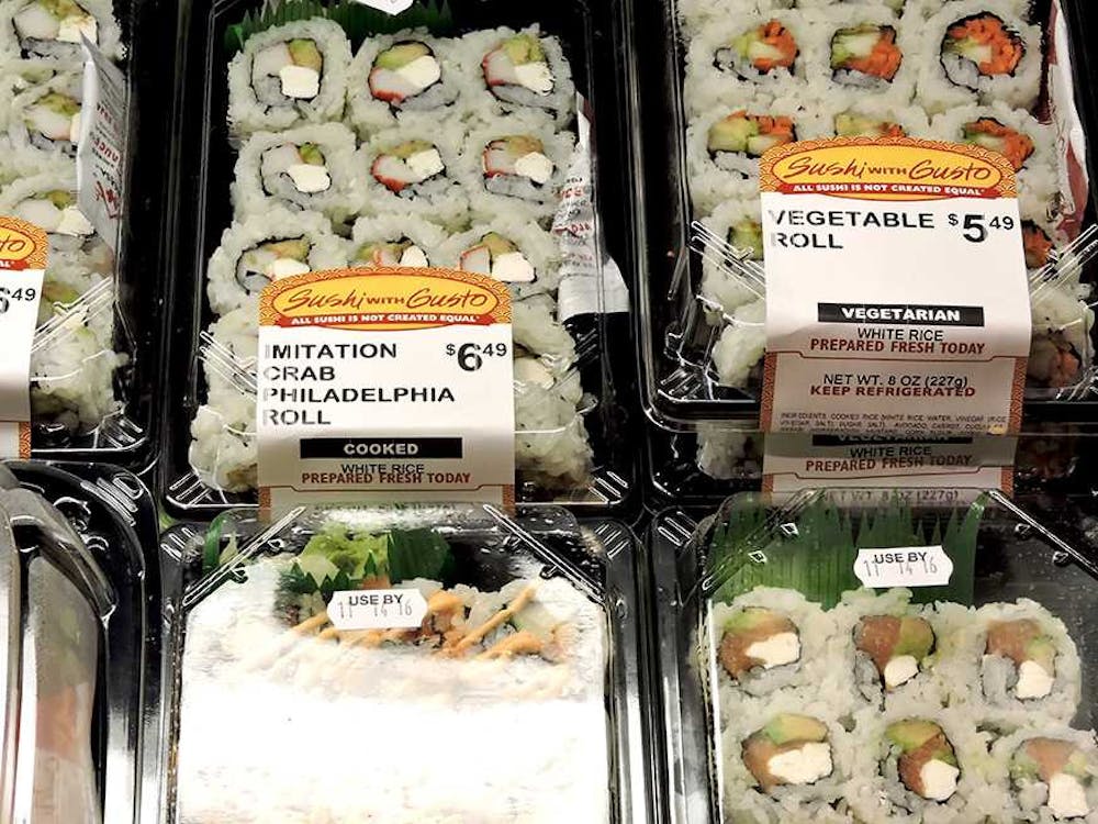 Sushi, like displayed in the picture above from Fresh Market, might be arriving soon in cafeterias on the Macon campus at Mercer. 