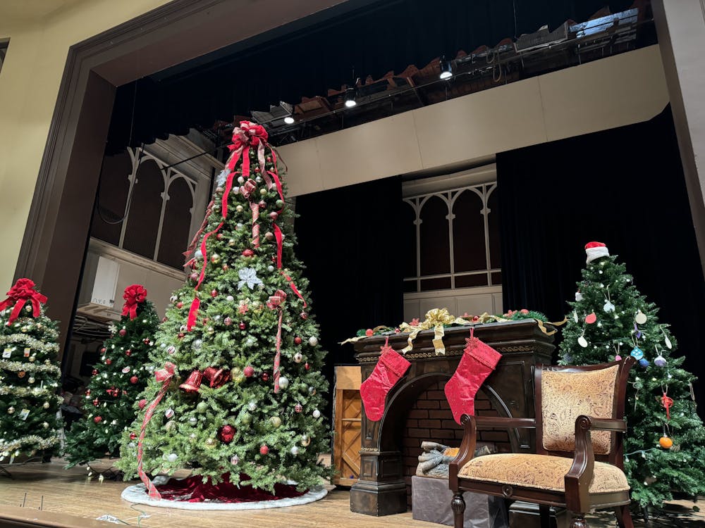 The Christmas trees in Toney Auditorium stand decorated as the tree lighting event begins.