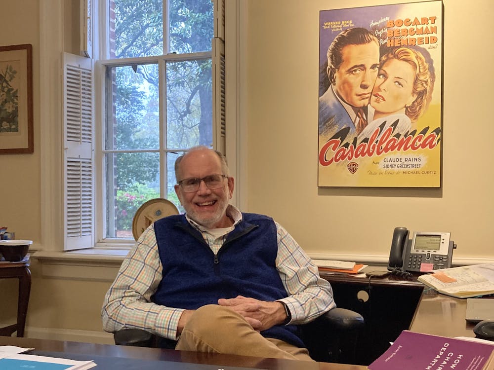 Tom Scott, newly appointed Dean of the College of Liberal Arts and Sciences, poses for a portrait in his office on the first floor of the Godsey Administration Building at Mercer University on March 22, 2024.