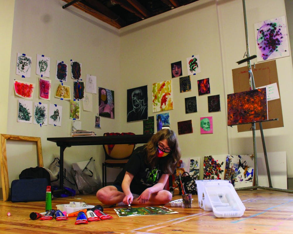 Third-year student Amanda Herrold in her studio.