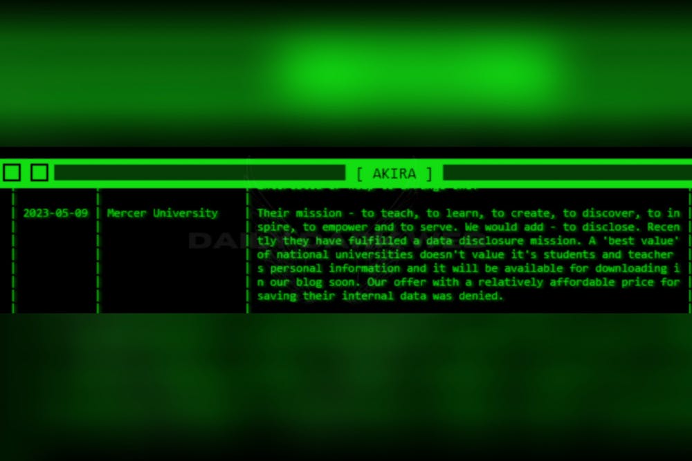 A screenshot of the message the Akira group wrote claiming a cyberattack against Mercer. (via Twitter)