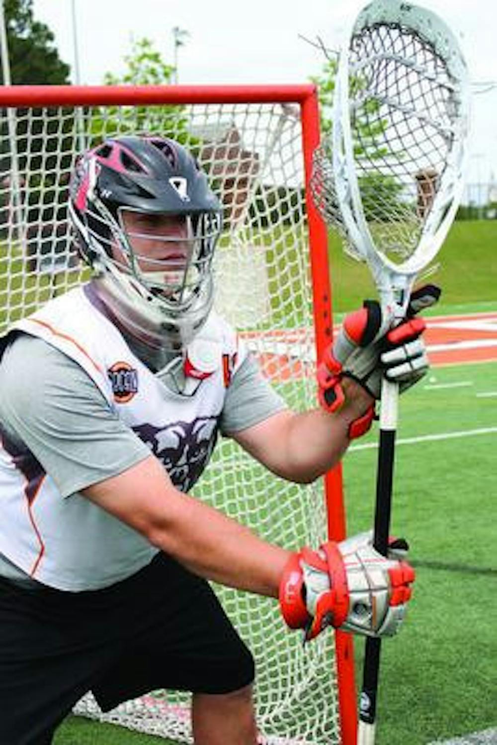 Mike Nugent, a senior, plays for the men’s lacrosse team as a goal keeper.