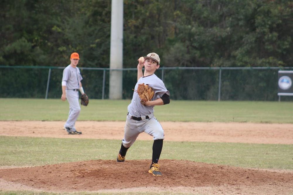 Mercer Club Baseball player Noah Grant pitches in a game against Armstrong State in 2017. 