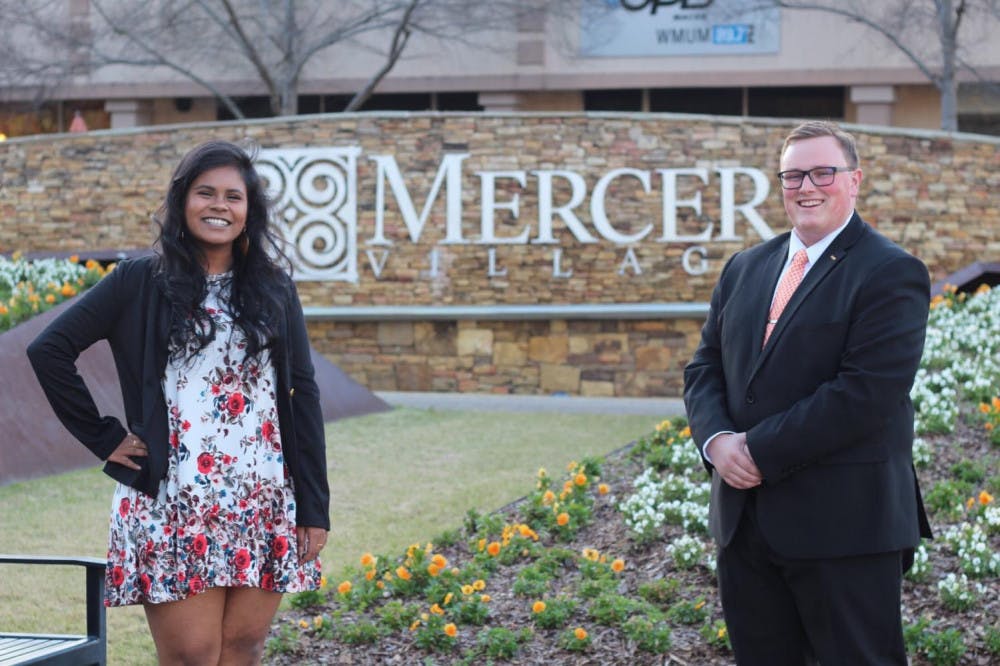 Adam Penland and Shruthi Vikraman's election platform included getting more funding for student organizations, making student government more transparent and fixing problems with course registration. Photo by Vikraman Lokasundaram.
