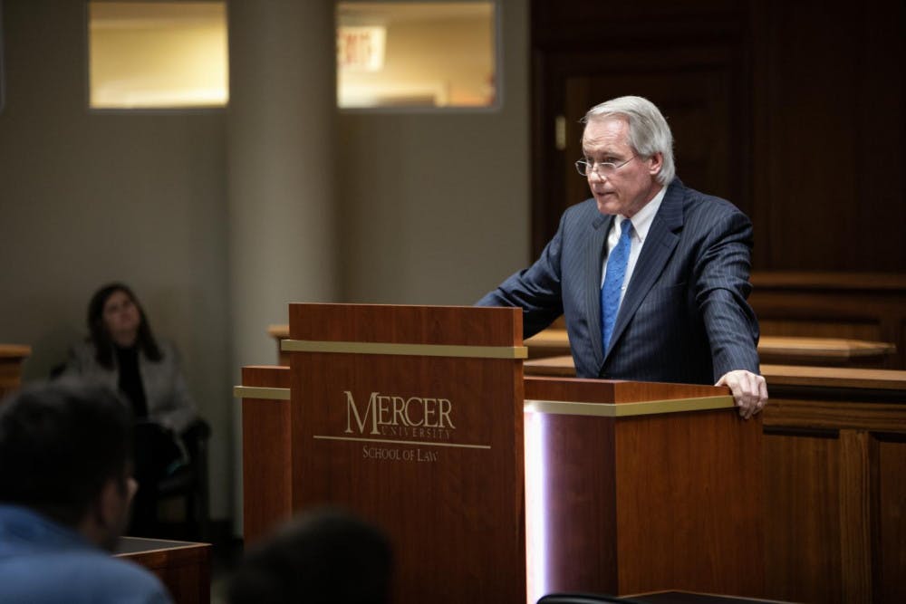 L. Lin Wood, an alumnus of the Mercer Law School, speaks as a part of the Legal Legends series Jan. 16, 2020. Photo provided by Mercer University Marketing Communications.