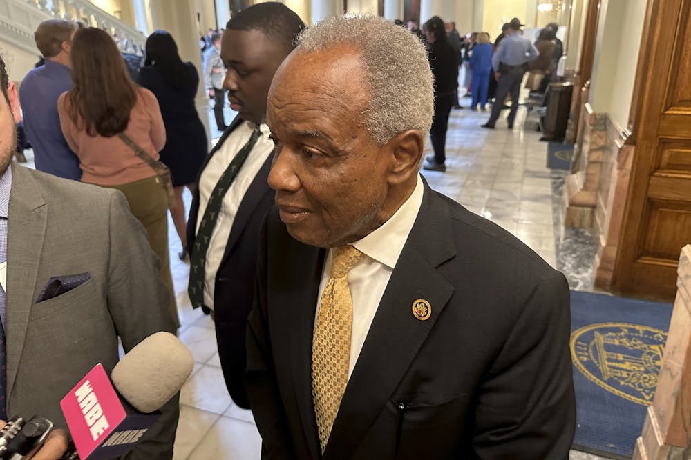 Democratic U.S. Rep. David Scott speaks to reporters on Monday, March 4, 2024, at the Georgia Capitol in Atlanta after qualifying to run for reelection to Congress in suburban Atlanta's 14th Congressional District. (AP Photo/Jeff Amy)