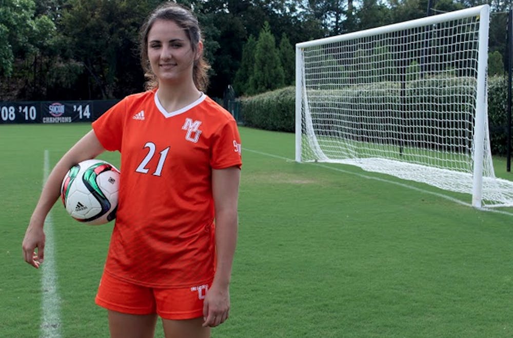 Katelyn Dimopoulos, a junior at Mercer University, plays for the Mercer women soccer team.