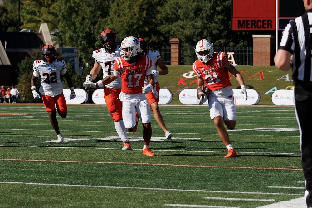 Brayden Smith '27 returns a punt 49 yards for a touchdown with Kaleb Hutchinson '27 blocking for him. It was Smith's second punt returned for a touchdown this season.