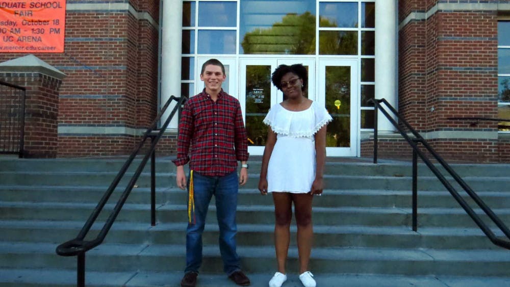 Austin Paul and Desirrae Jones, the presidents of the Young Republicans and Young Democrats, respectively, come together in a show of bipartisanship.