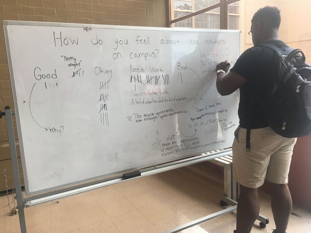 SGA set up a tally in the CSC on Oct. 16 for students to shre their thoughts regarding race relations on campus.