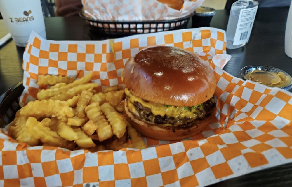 The Cheeseburger and Fries at Bear Burgers, served with “Bear Sauce."