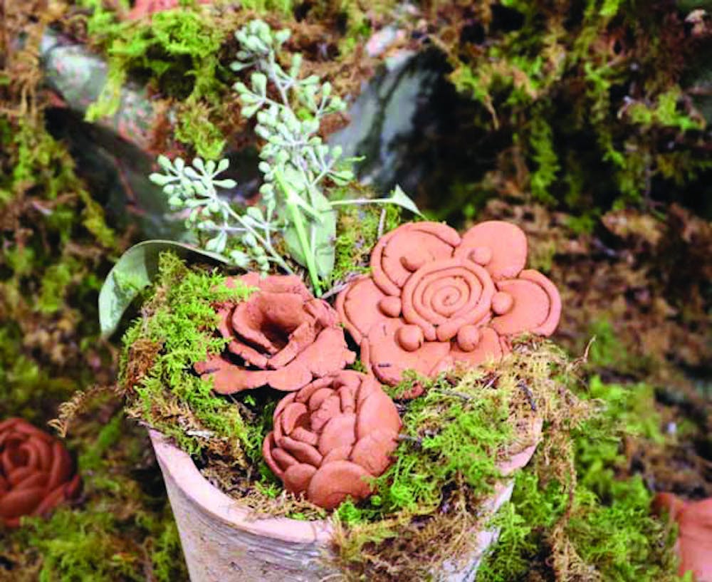 Clay flowers created by Macon residents