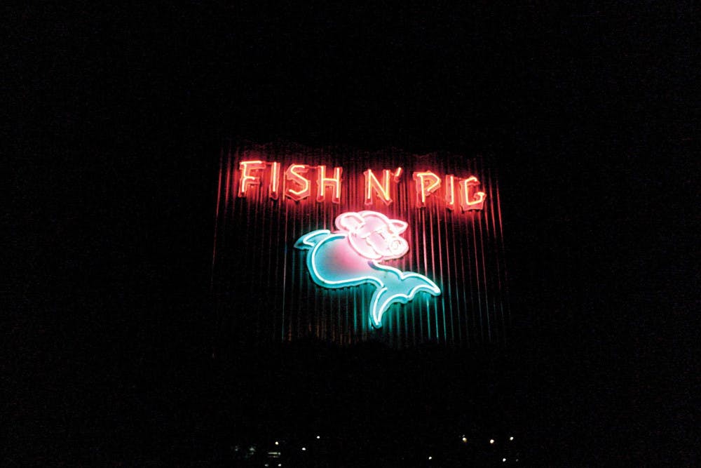 Fish 'N Pig sign. 