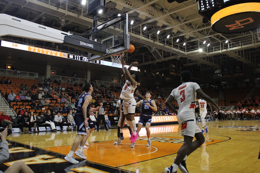 Angel Montas Jr. '27 attempts a layup against The Citadel. Montas is averaging 8.5 points a game this season.