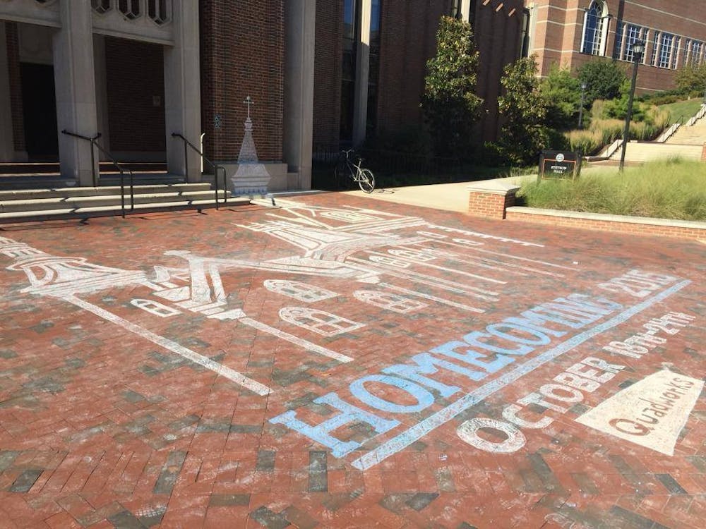 Mercer student Dylan Treend's chalk art celebrates the start of Homecoming Week at Mercer.