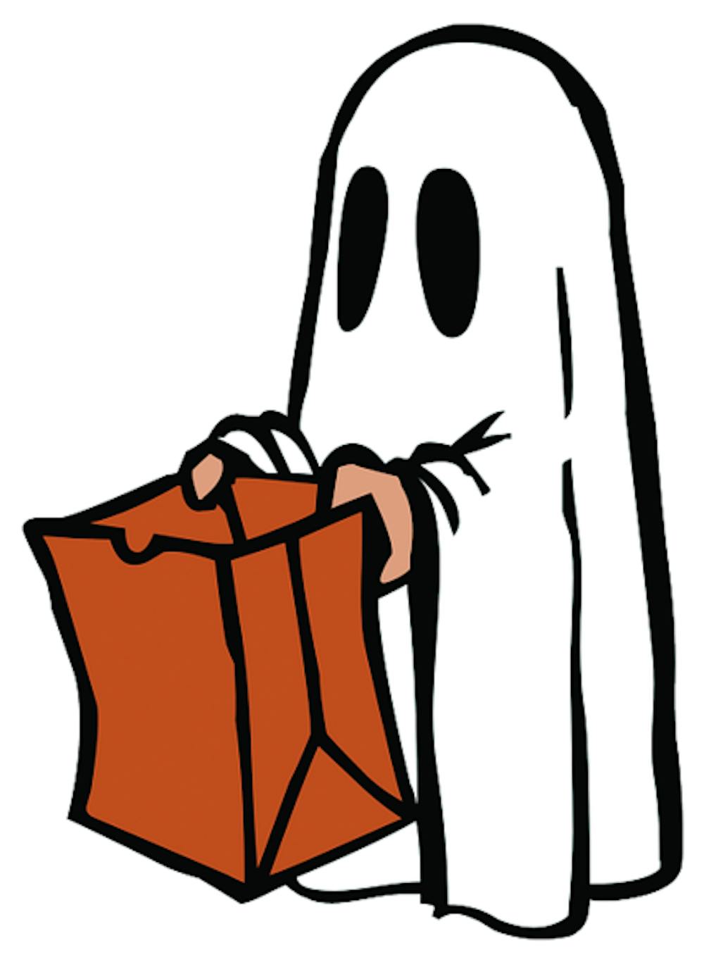 All you need is a white sheet & a pair of scissors for this classic ghost costume.