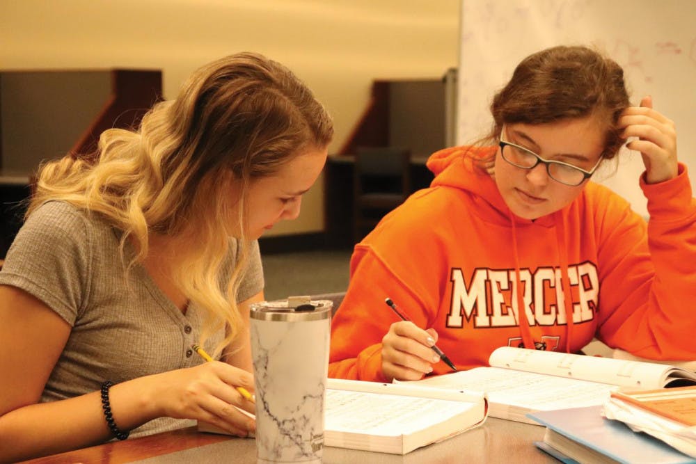 Mercer students study in Tarver Library’s 24 hour study floor. 