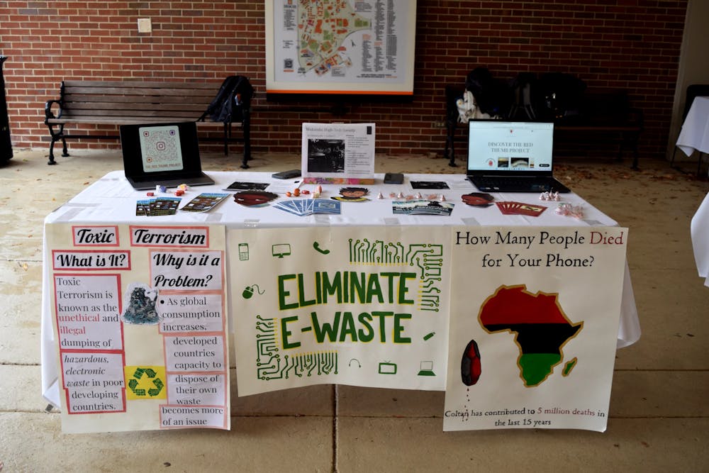 <p>The Eliminate E-Waste exhibit was presented by Mercer INT 301 students on Nov. 30 in the CSC breezeway.</p>