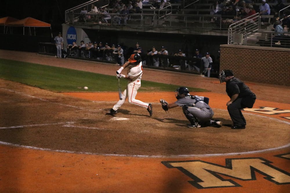 Jozsef Rohrbacher ’23 in an at-bat in the 8th inning against Georgia Southern on March 22.
