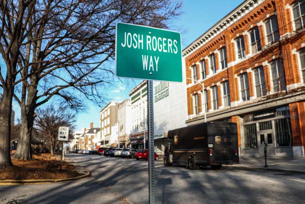 Josh Rogers Way was unveiled on Jan. 22, 2026. The block of Third Street dedicated to the former CEO of NewTown Macon lies between Cherry Street and Poplar Street in downtown Macon.