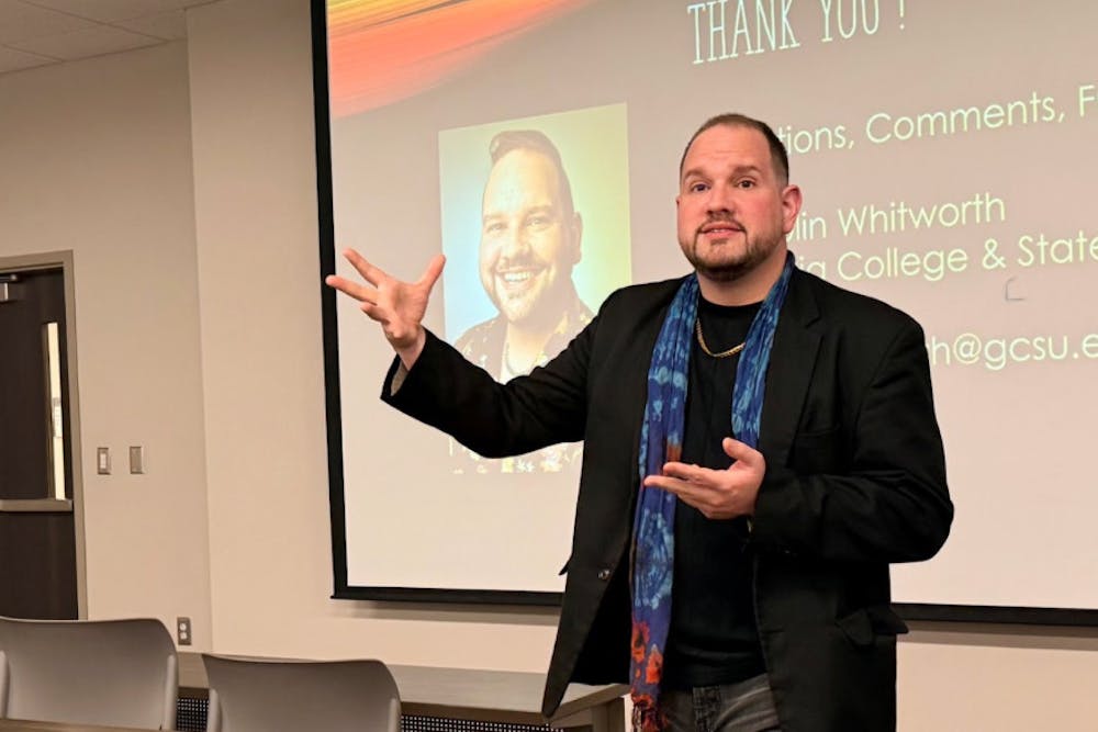 Colin Whitworth presented research on navigating the intersection of being queer and Southern on March 18.