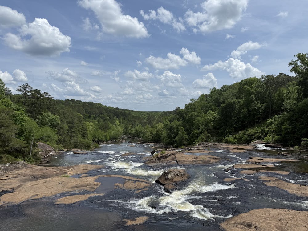 The view from a bridge crossing over the Towaliga river at High Falls State Park in September.