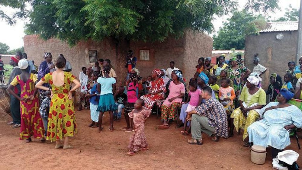 A gathering in the village that Christie Hutchinson,
a member of the Peace Corps works with.