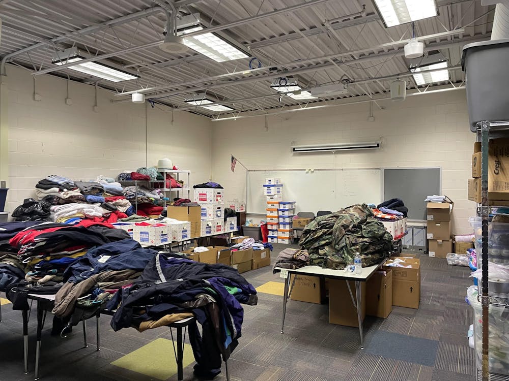 <p>Sorted clothing and other resources in the backroom of the Brookdale Resource Center.</p>