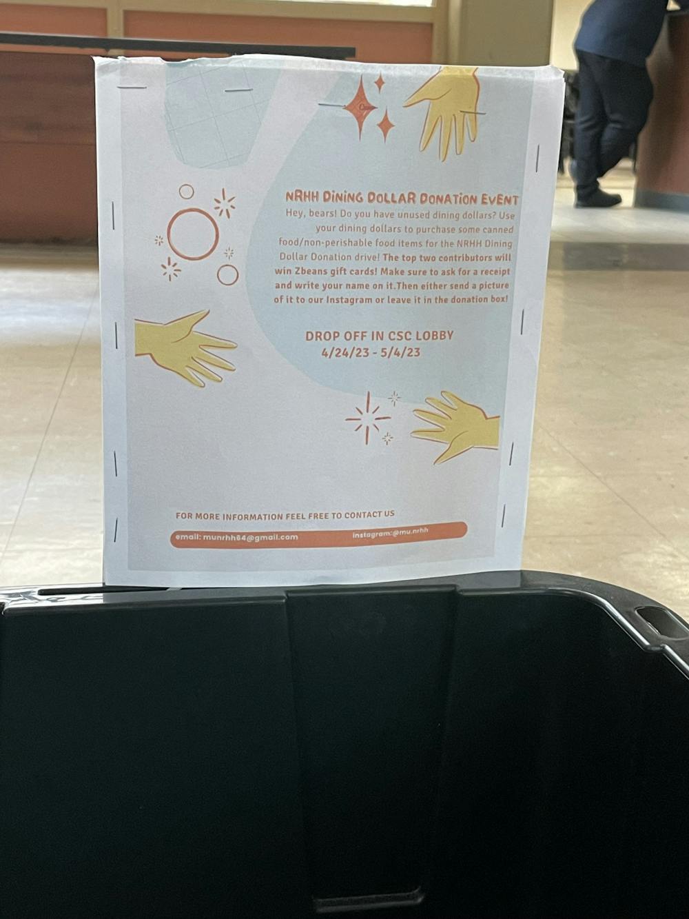 <p>A donation bin furnished by NRHH in the CSC.</p>