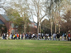Students, faculty and staff march across Mercer’s historic quad in honor and tribute to Martin Luther King Jr. 