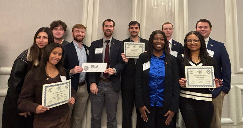 Some of the Delegation at the Awards Ceremony (L-R): Syrin Suleiman, Norma Jones, Henry Fraley, Jack Roper, Dr. TylerParker, Xzavier Longacre, Precious Clark, Braeden Prince, Destinee Jackson, and Carson Smith. Photo provided by Tyler Parker.