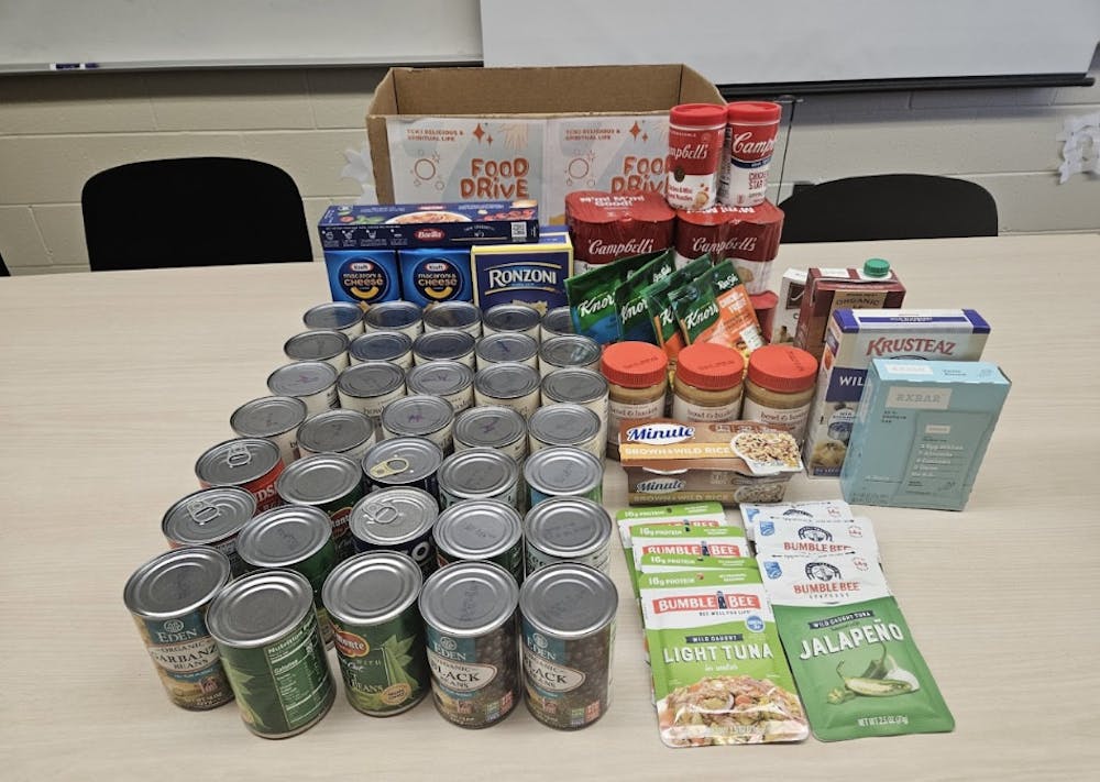 <p><em>Donations gathered after collecting for RSL’s spring food drive (Photo courtesy of Nicole Harris).</em></p><p><br/><br/><br/></p>