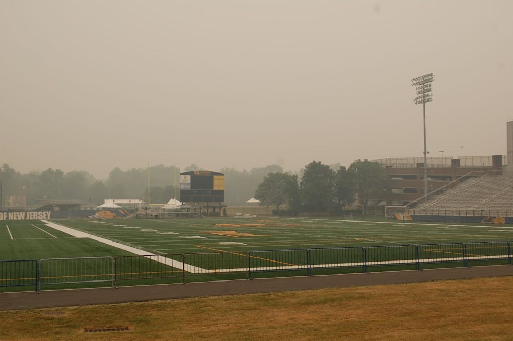 A blanket of smoke covers the football stadium of the College on the evening of June 7 (Photo courtesy of Mike Sherr / Editor-In-Chief). 