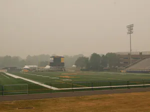A blanket of smoke covers the football stadium of the College on the evening of June 7 (Photo courtesy of Mike Sherr / Editor-In-Chief).