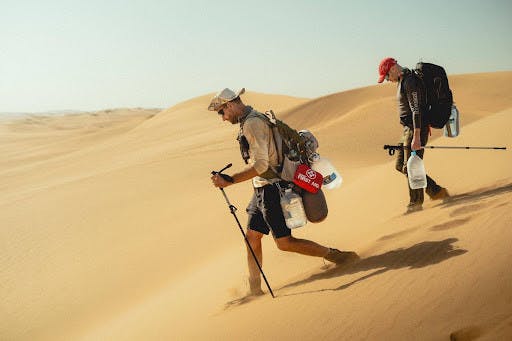 Archaeologists George Leader and Dominic Stratford braved the Namib Desert in the name of research. (Photo courtesy of George Leader)
