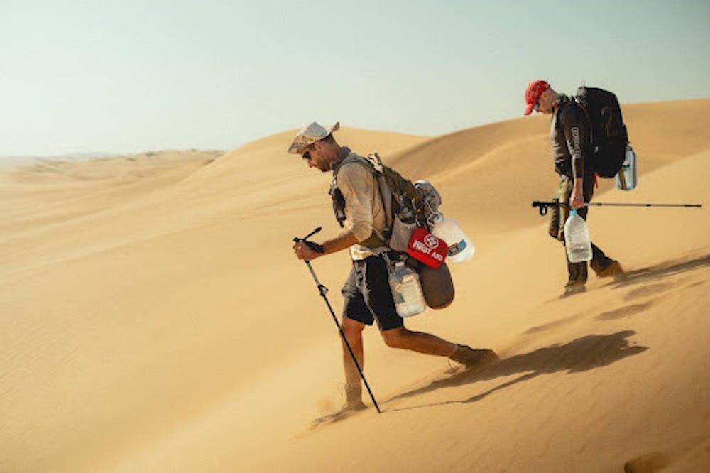<p><em>Archaeologists George Leader and Dominic Stratford braved the Namib Desert in the name of research. (Photo courtesy of George Leader)</em></p><p></p>